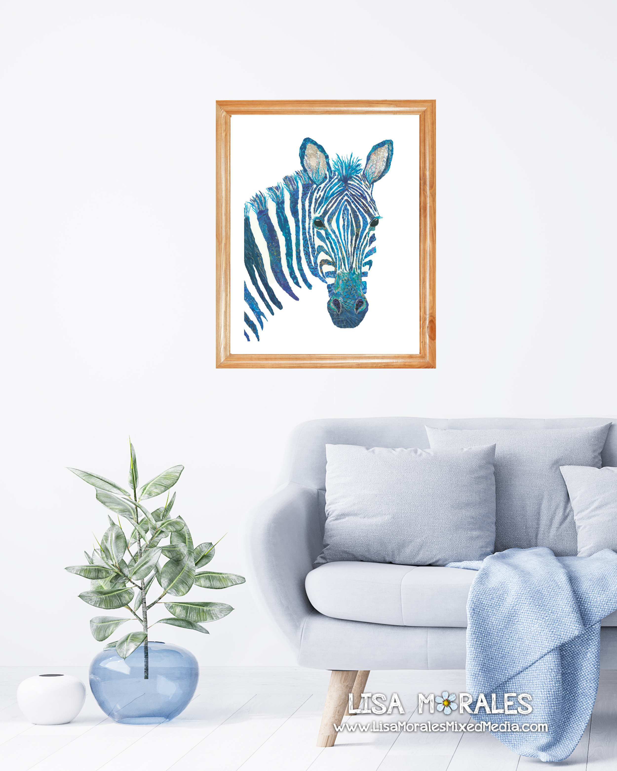Blue Zebra — Lisa Morales Mixed Media